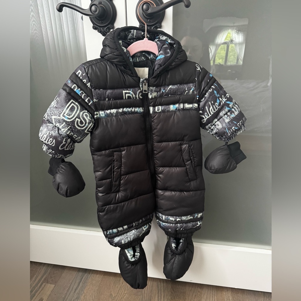 Diesel Black Quilted Footies One Piece